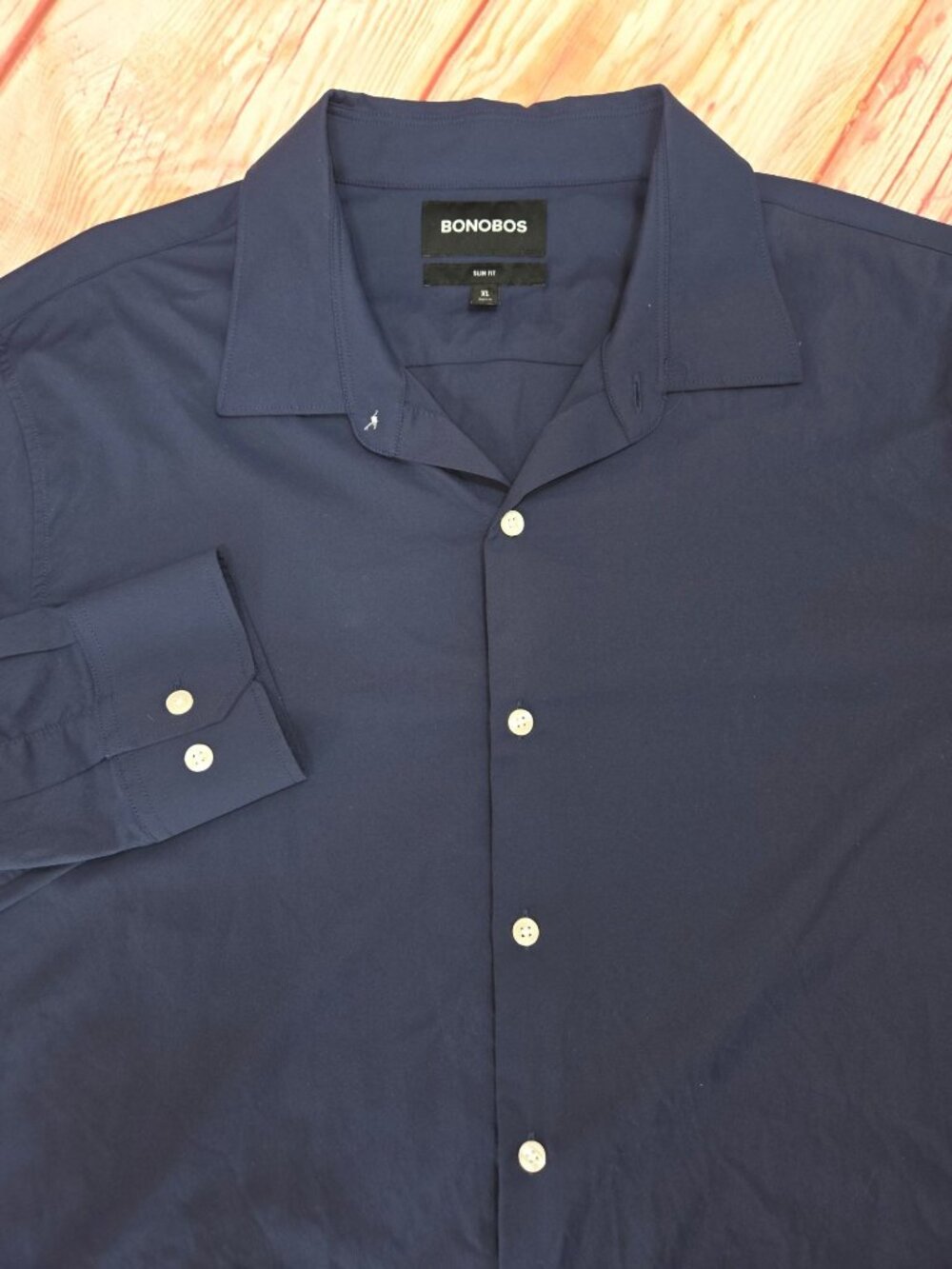 Bonobos Mens Slim Fit Navy Long Sleeve Performance Shirt XL Nylon Blend